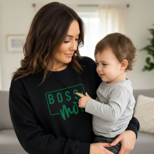personalizowana bluza boss mom z imionami dzieci zamszowy flock (kopia)