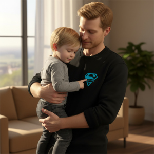 personalizowana bluza superdad z imionami dzieci zamszowy flock