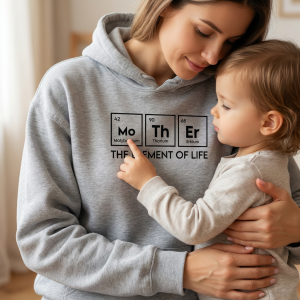 Personalizowana bluza z kapturem Mother z imionami dzieci - zamszowy flock